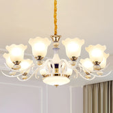 White Glass Nordic Blossom Chandelier for Living Room Lighting